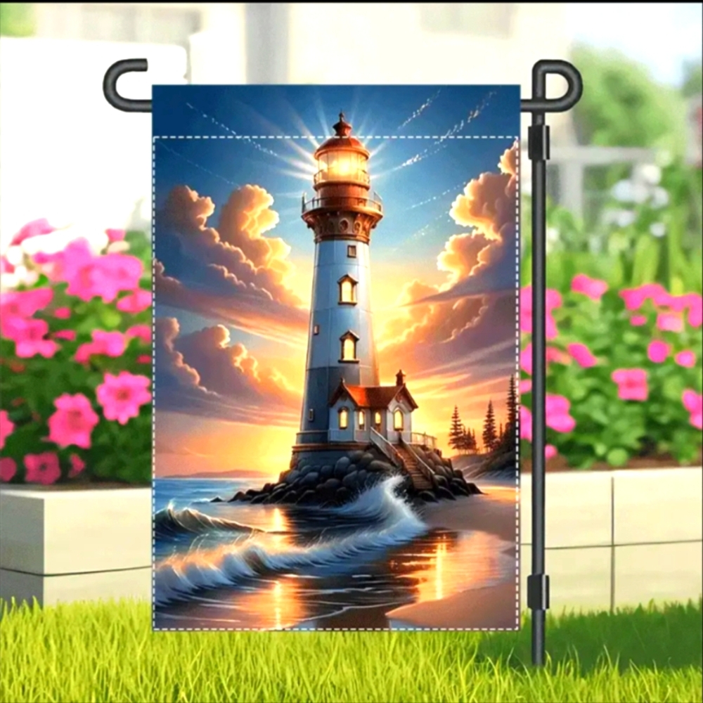 🆕Lighthouse by the Sea Garden Flag Nautical Coastal Decorative Yard Flag 12x18